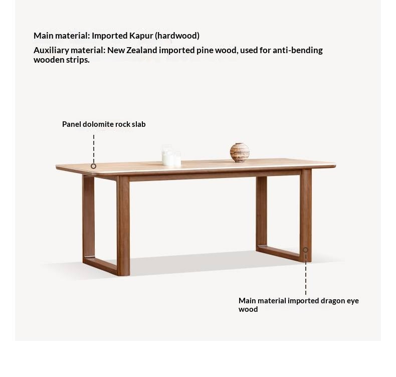 Solid Longan Hardwood Slab Dining Table with Antique-Inspired Retro Design