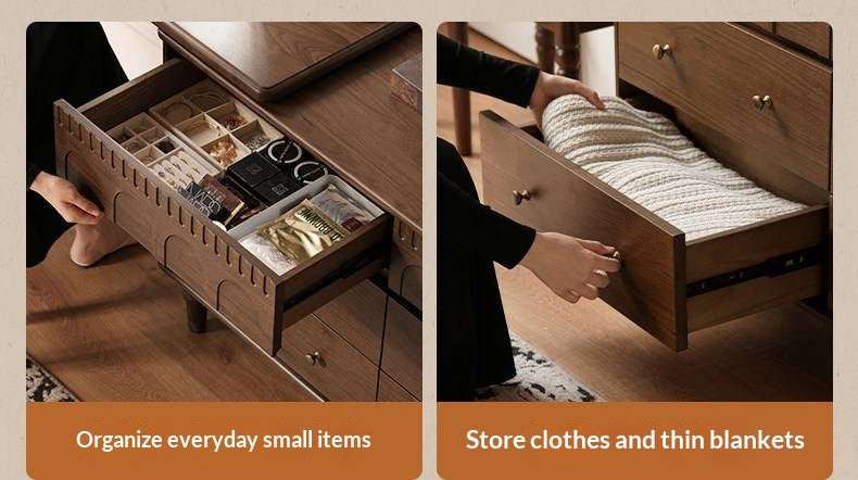 Black Walnut Solid Wood Vanity Table with Extendable Top