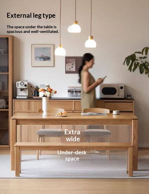 Oak Solid Wood Modern Minimalist Long Dining Table