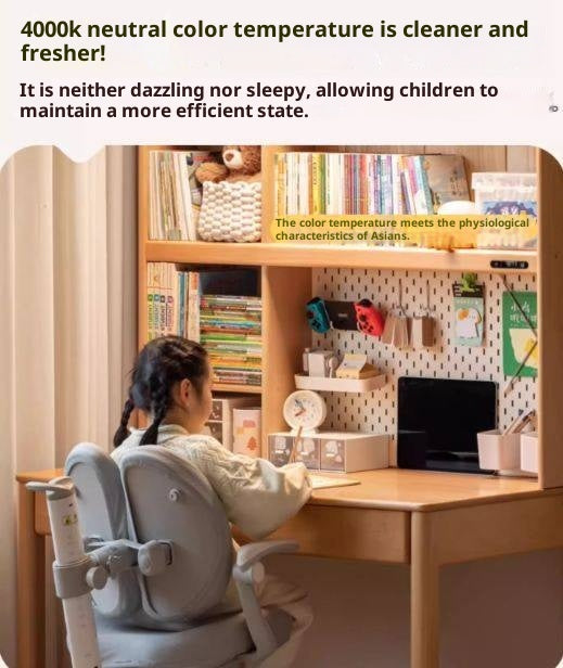 Beech Solid Wood Bookshelf Integrated Сhildren's Learning Desk