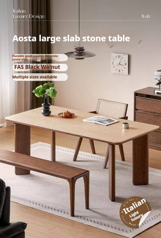 Black Walnut Solid Wood Rock Plate Dining Table