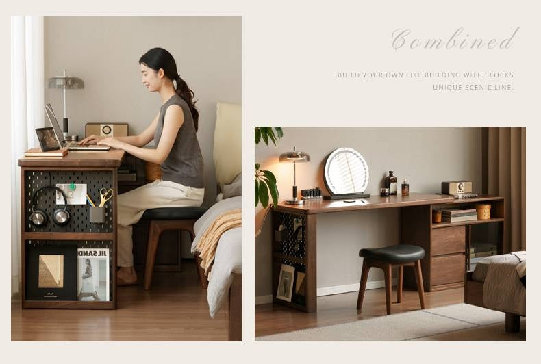 Black Walnut Solid Wood Italian Light Luxury Corner Office Desk