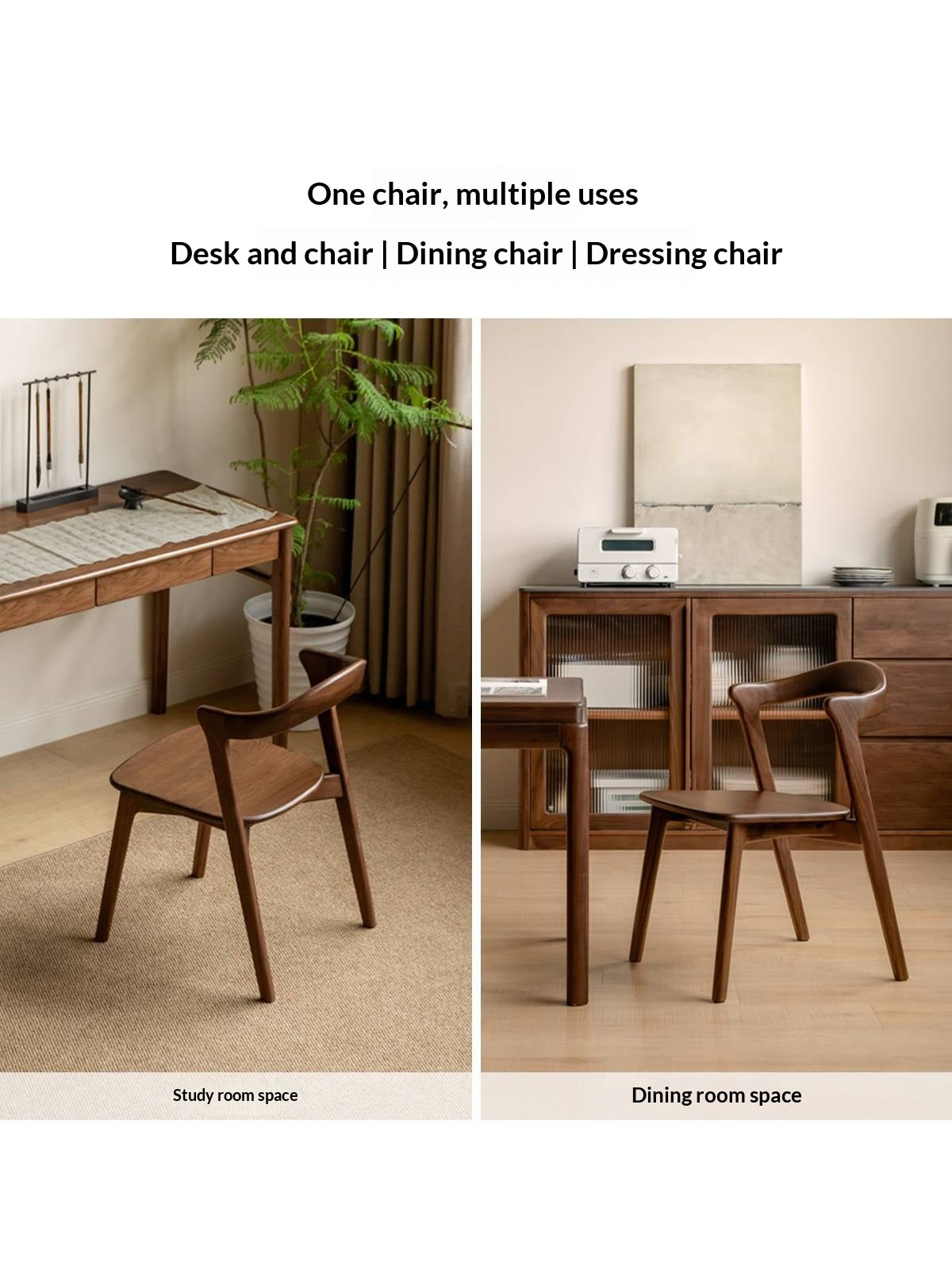 Black Walnut, Ash Solid Wood Dining Chair