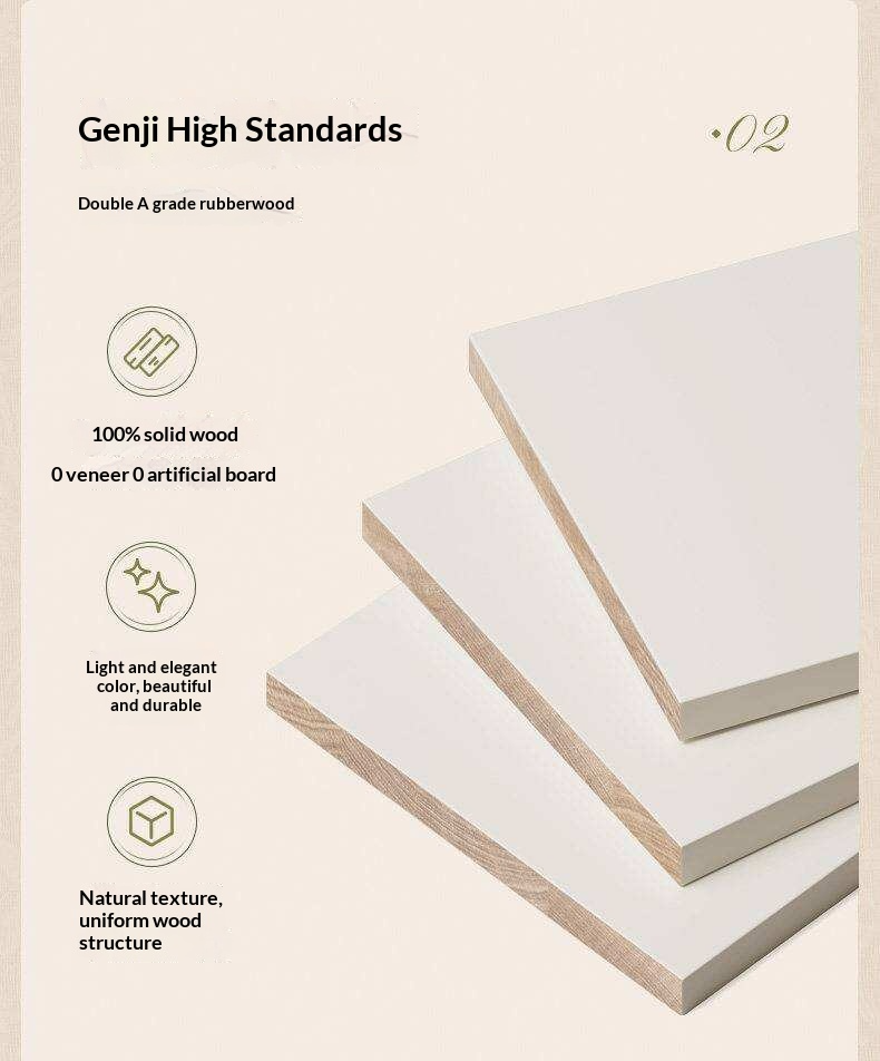 Rubberwood Solid Wood Bed with White Cream Style Large Box Frame