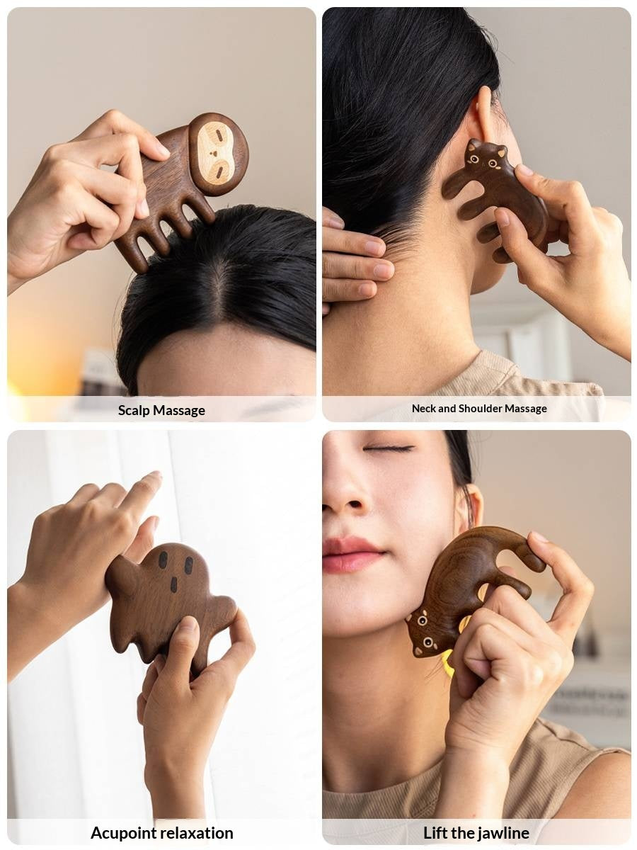 Black Walnut Solid Wood Modern Massage Comb