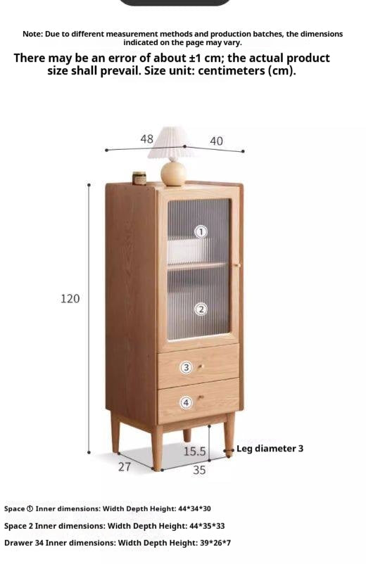 Ash Solid Wood Narrow Side Cabinet.