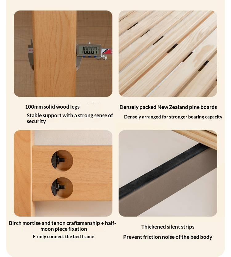 Beech Solid Wood Children's Soft Backrest Storage Loft Bed with Night Light