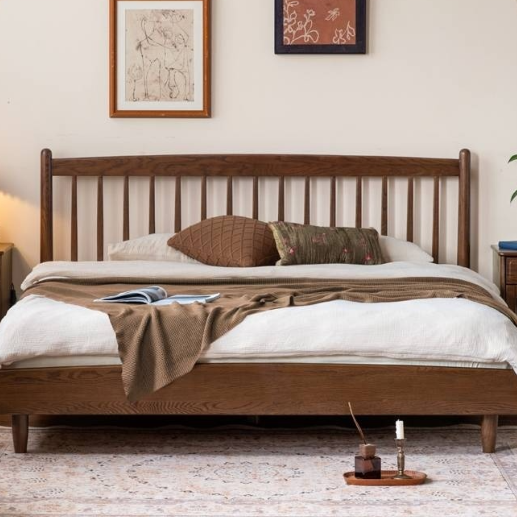 Oak Solid Wood Modern Simple Bed