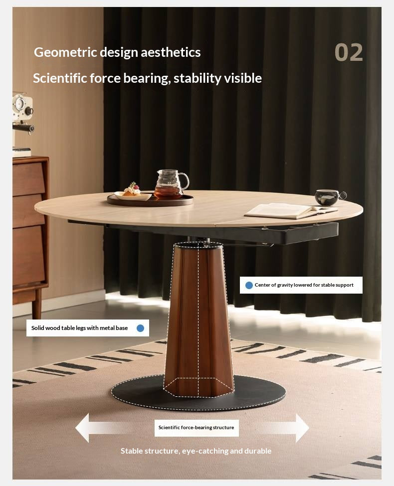 Tulipwood Solid Wood Rock Plate Round Table with Folding Feature