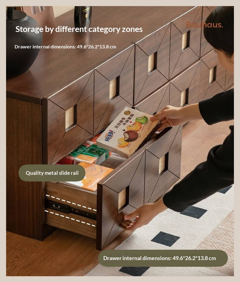 Sandalwood Solid Wood Vintage TV Cabinet with Floor Standing and Storage Space