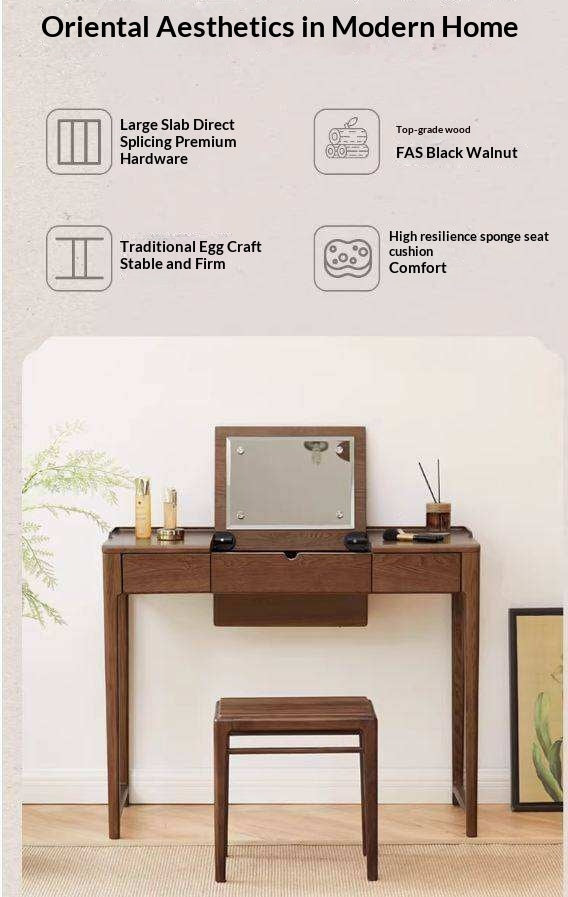 ASh Solid Wood Makeup Stool