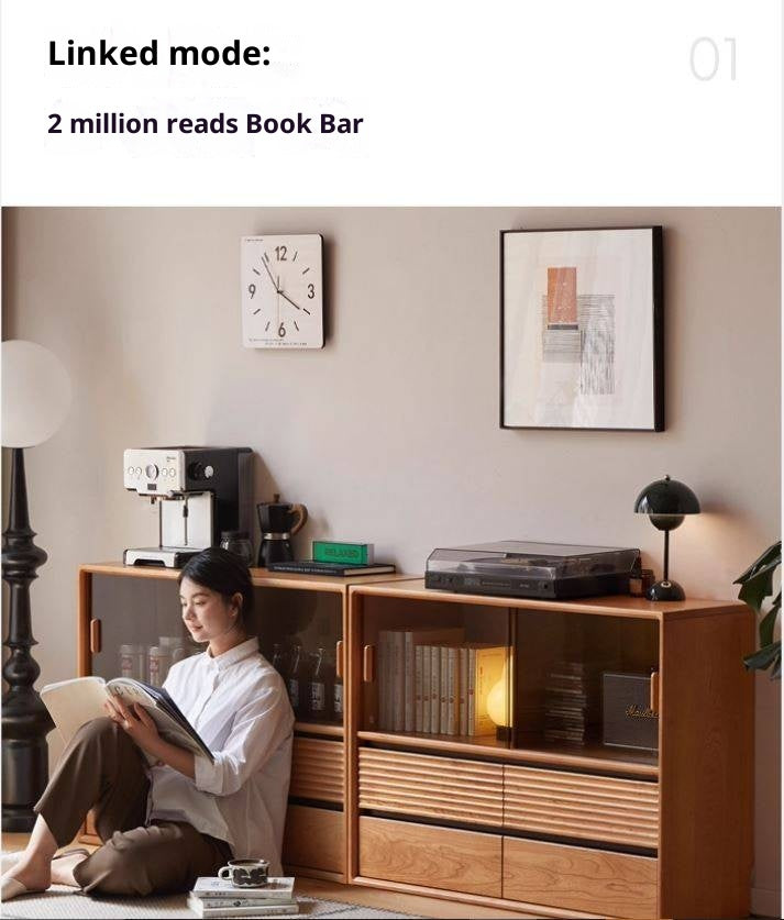 Cherry Solid Wood Floor Standing Bookcase