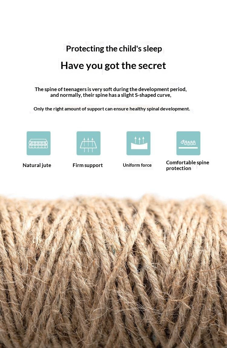 Children's Glue-Free Natural Jute Mattress — Back Support and Hard for Teenagers