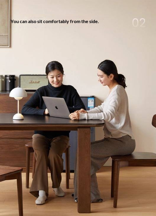 Oak Solid Wood Restaurant Light Luxury Style Rock Slab Long Table