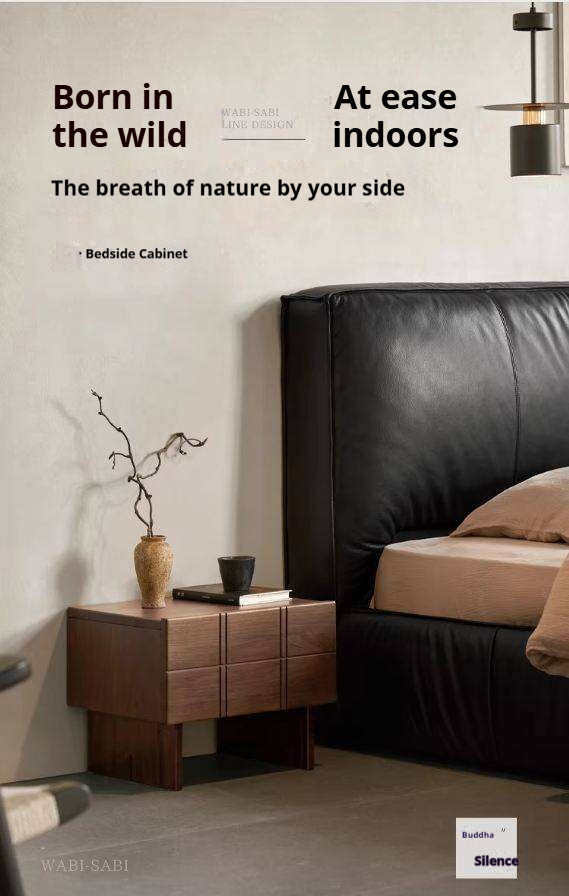 Black Walnut, Oak Wood Wabi-Sabi Style Nightstand