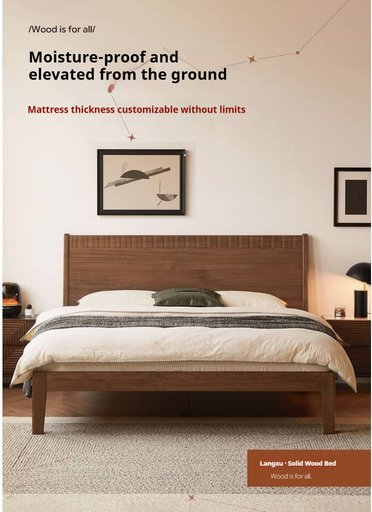 Black Walnut Solid Wood Modern Double Bed