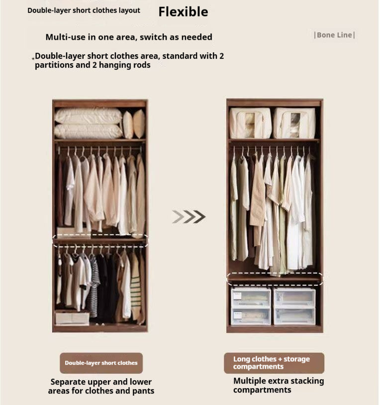 Black Walnut Solid Wood Italian Light Luxury Wardrobe