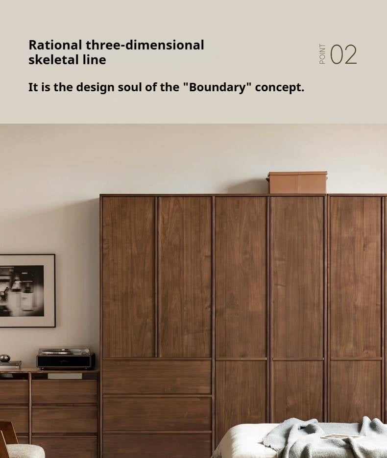 Black Walnut Solid Wood Italian Light Luxury Wardrobe