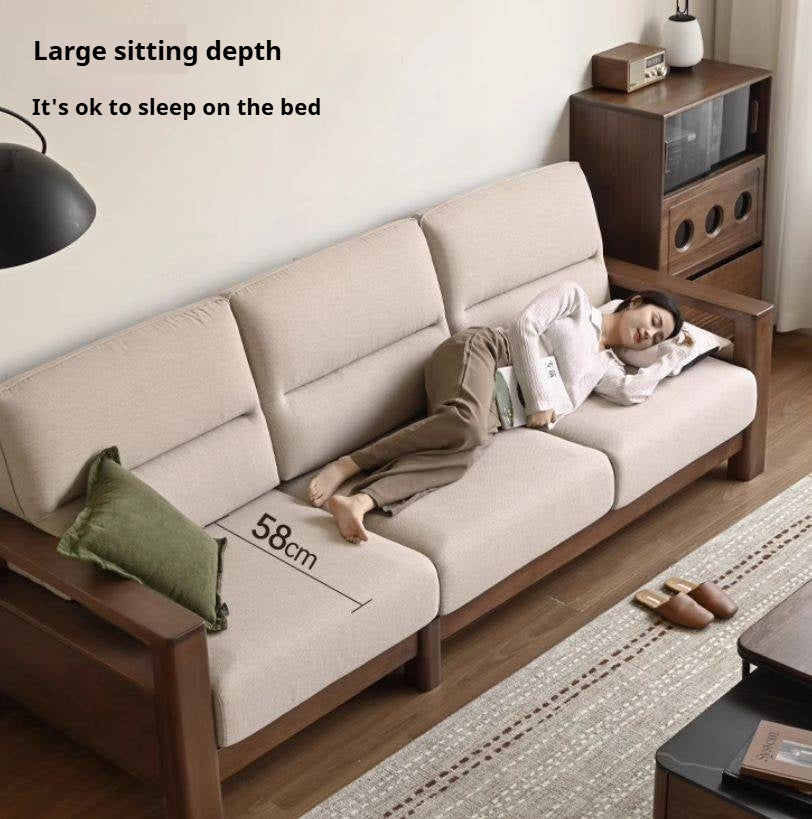 Sandalwood Solid Wood Fabric Sofa