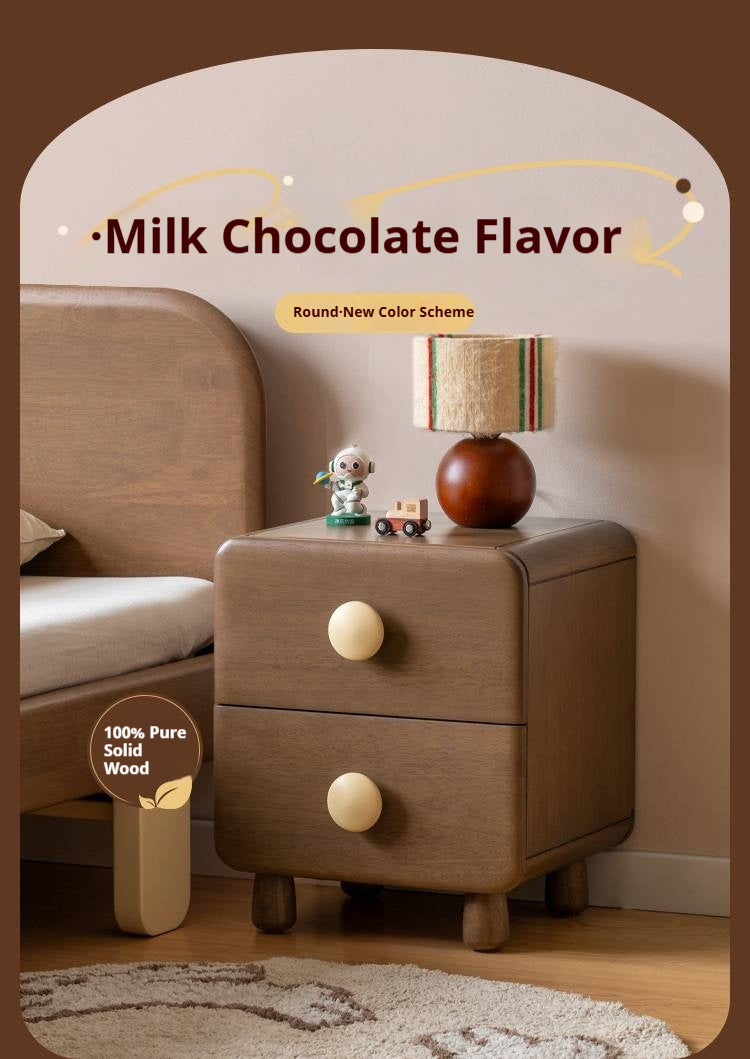 Solid Rubberwood Solid Wood Retro Style Kids Nightstand