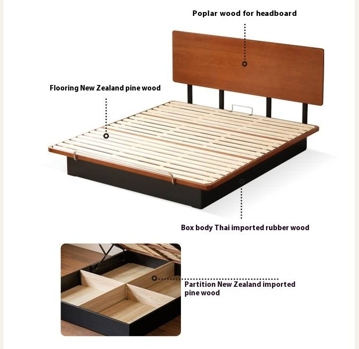 Poplar Solid Wood Suspended Box Bed Bauhaus Style