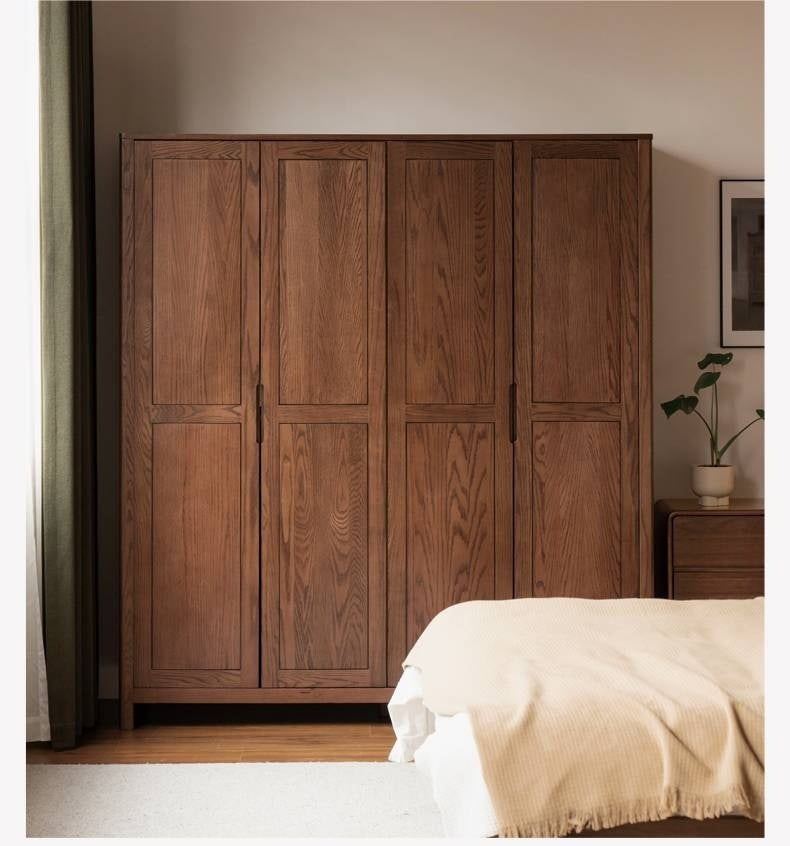 Oak Solid Wood Walnut Color Wardrobe.