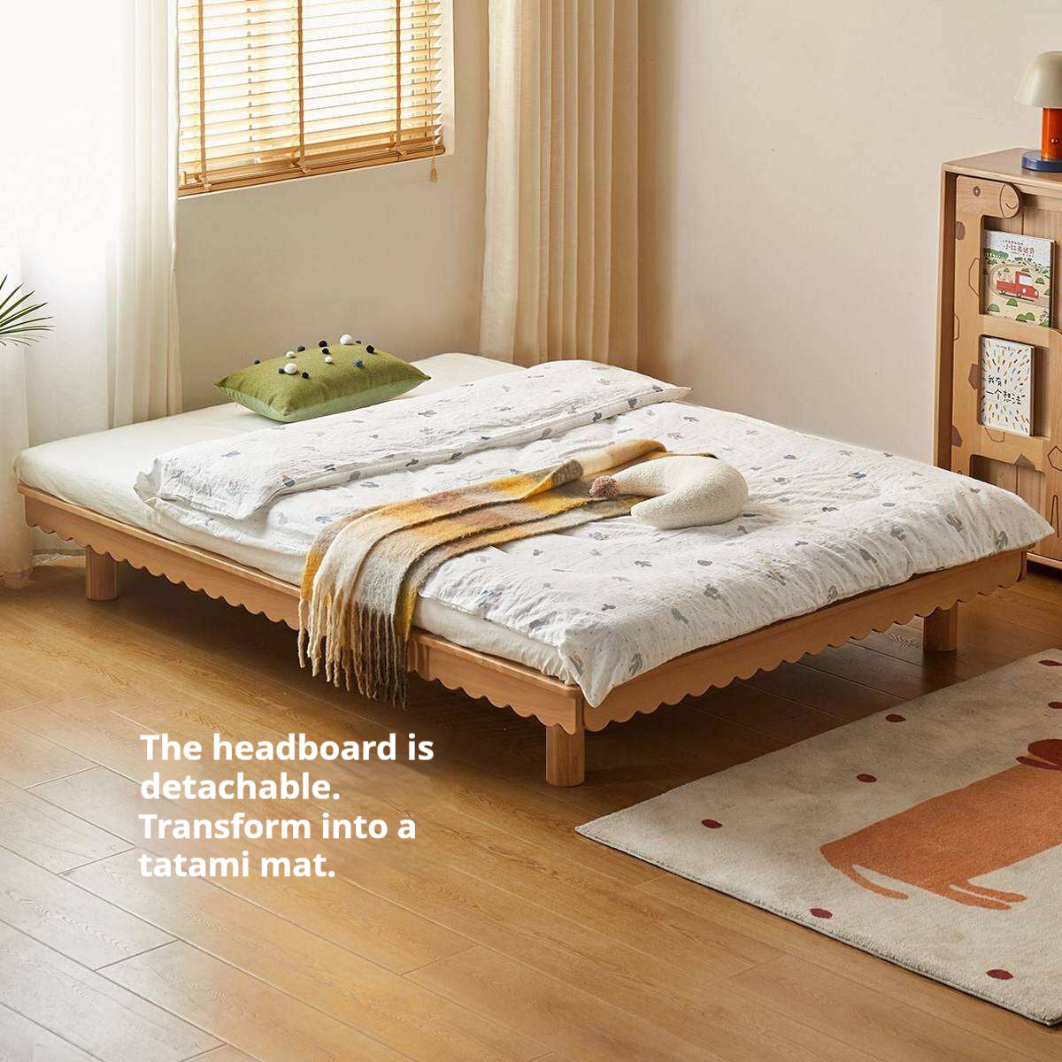 Beech Solid Wood Children's with Scalloped Frame Biscuit Bed