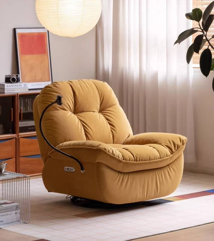 French Vintage Electric Recliner Chair with Cat-Scratch Resistant Fabric