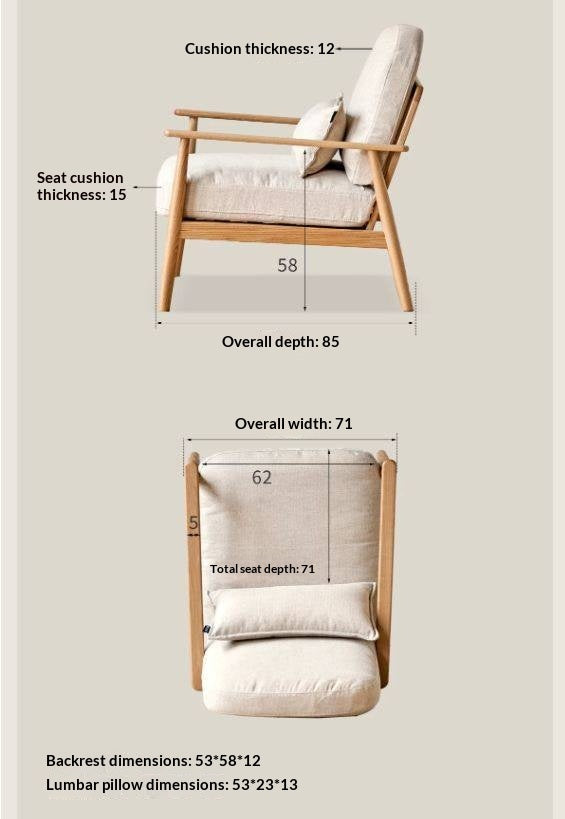 Oak Solid Wood Scandinavian Casual armChair