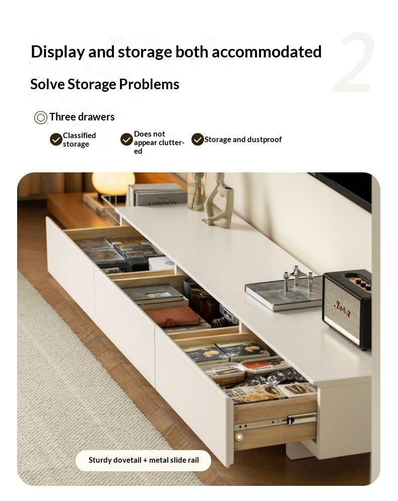 Tulipwood, Ash, Solid Rubberwood Retractable Floor TV Cabinet.