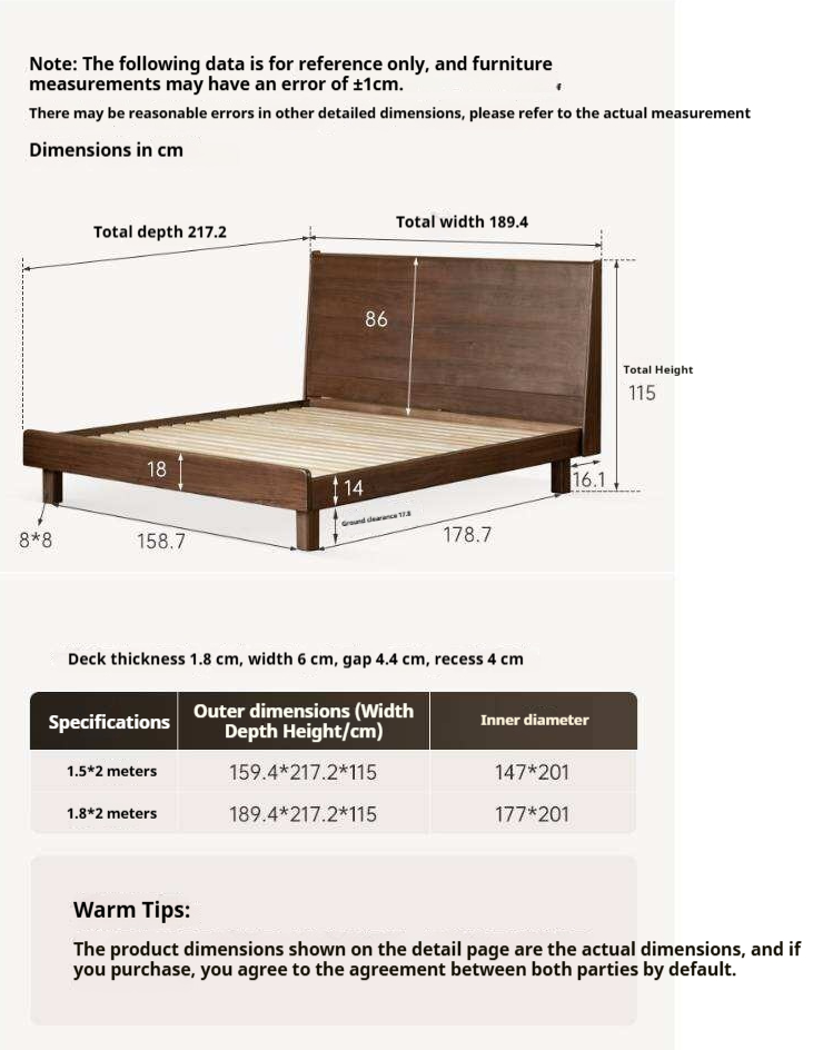 Black Walnut Solid Wood Bed with Sleek Light Luxury Finish