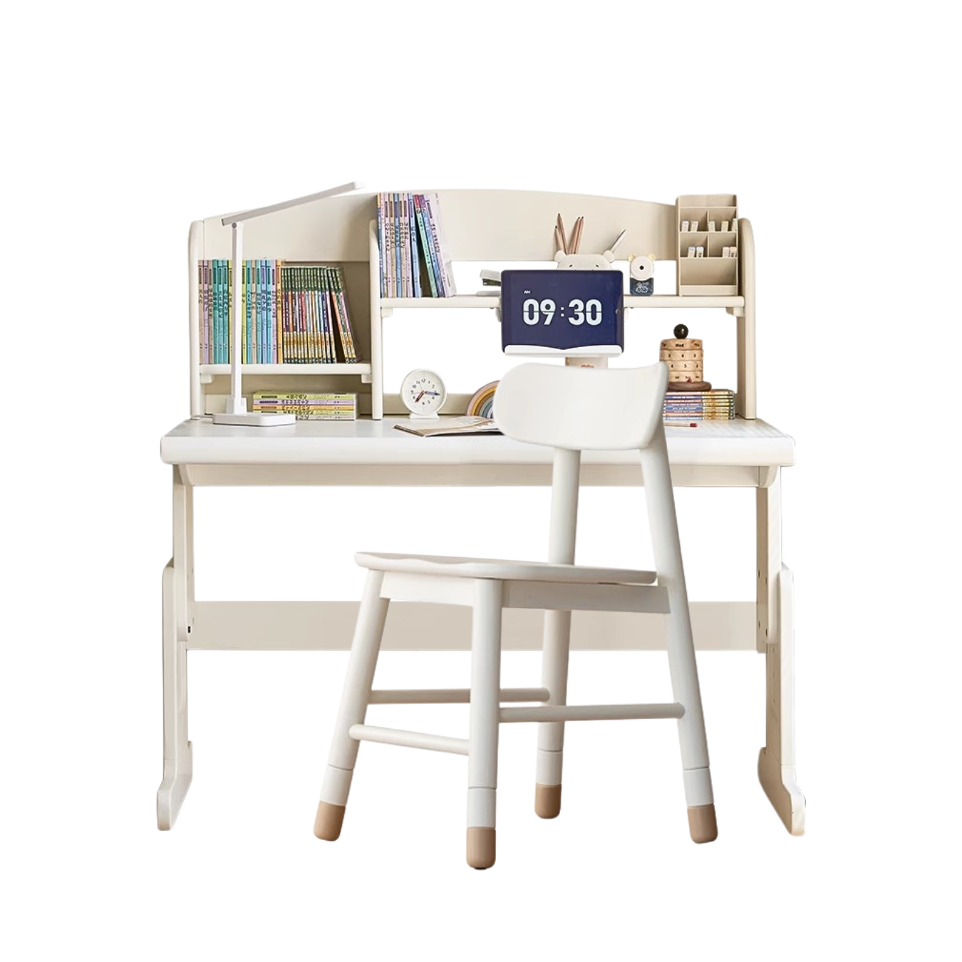 Poplar solid wood lift study desk adjustable white desk