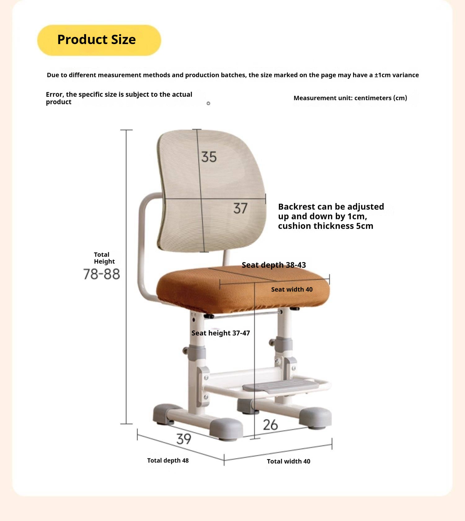 Ergonomic Height-Adjustable Kids Study Chair with Mesh Back and Footrest