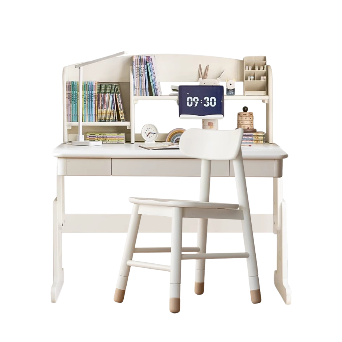 Poplar solid wood lift study desk adjustable white desk