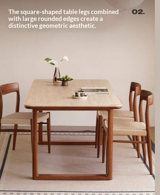 Tulipwood Solid Wood Antique Style Rock Board Dining Table