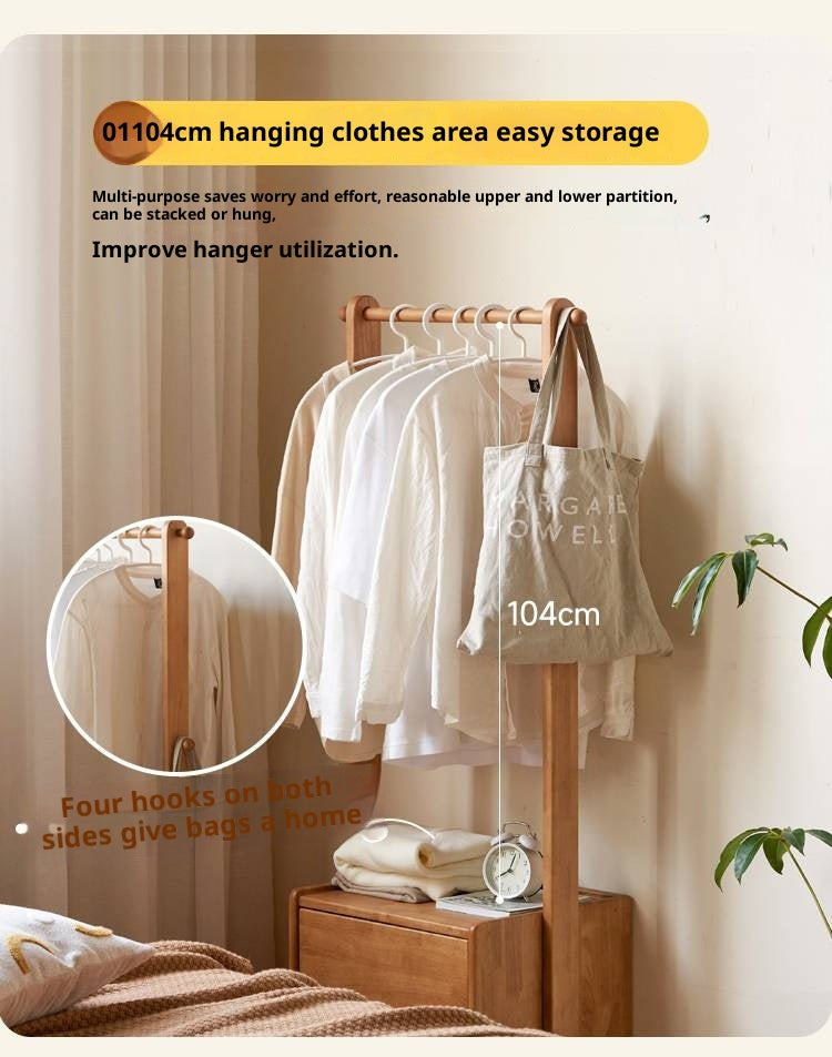 Solid Rubberwood Multifunctional Clothes Rack