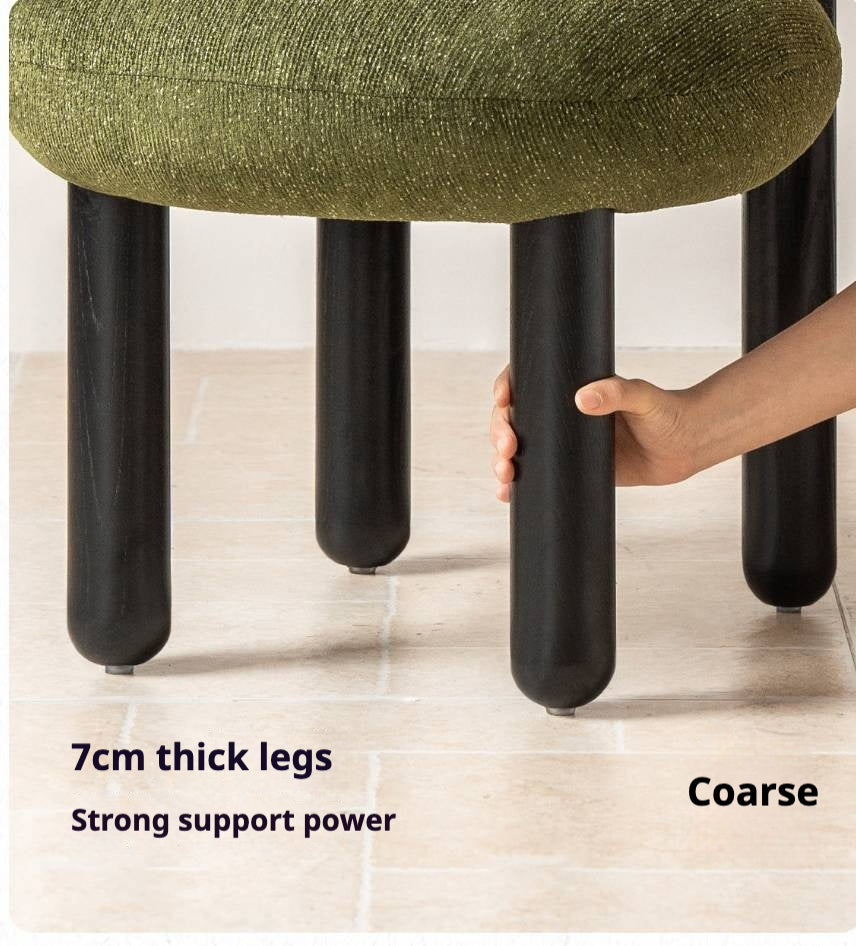 Ash Solid Wood Pebble Chenille Accent Chair with Cylindrical Legs