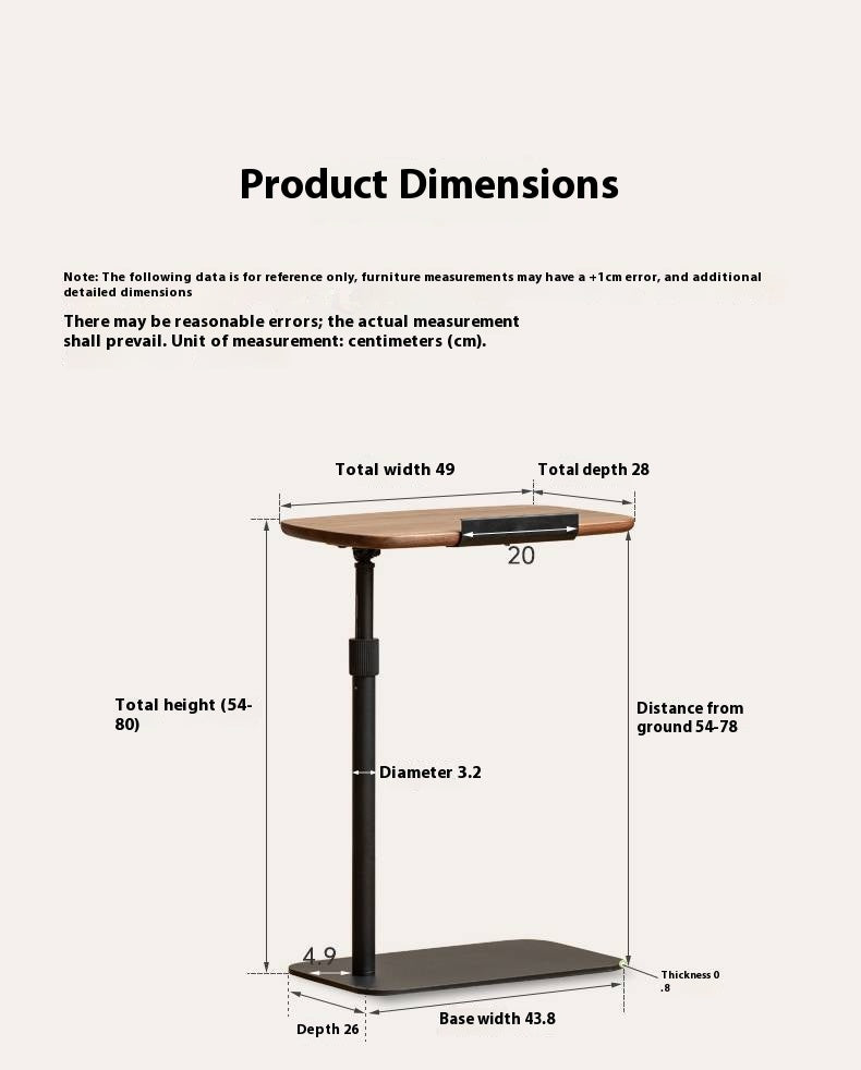 Black Walnut Solid Wood Liftable Rotating Side Table