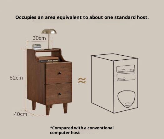 Black Walnut Solid Wood Retro Style Nightstand