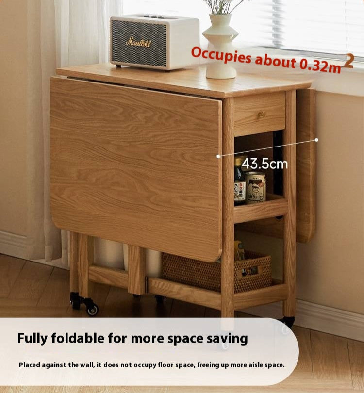 Oak Solid Wood Nordic Folding Rock Plate Dining Table