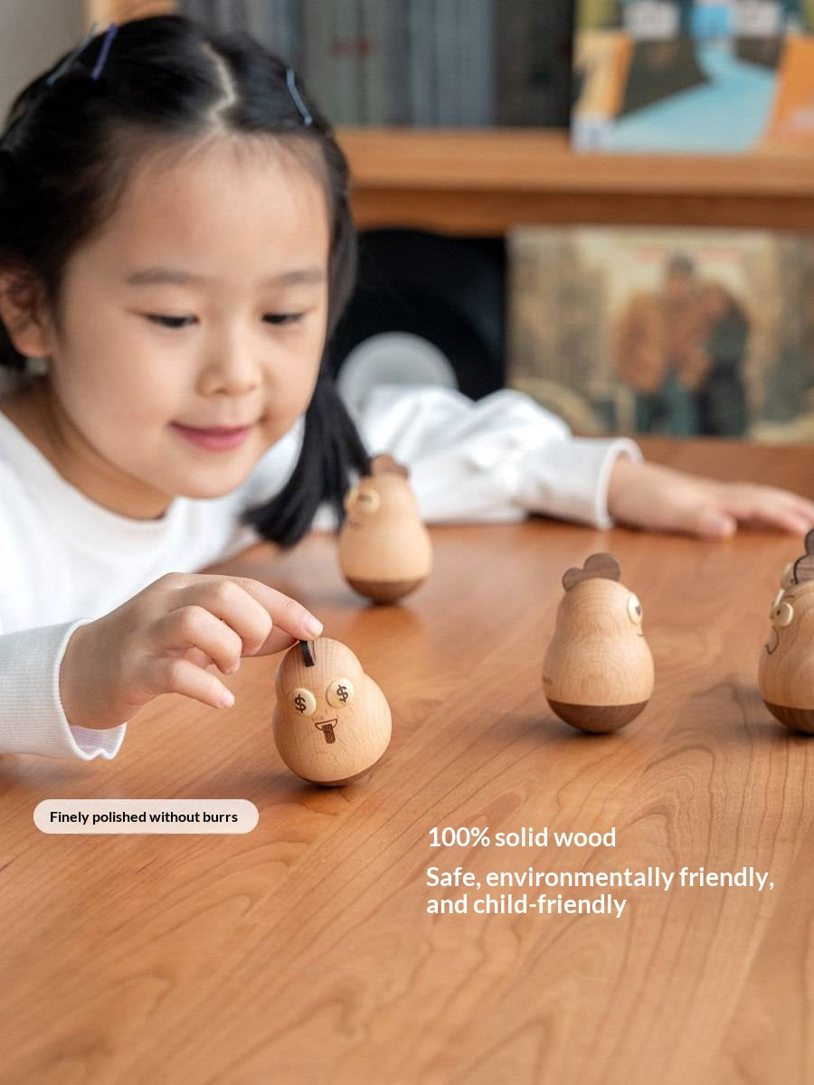 Beech, Black Walnut Solid Wood Tumbler Desk Ornament with Simple Creative Design