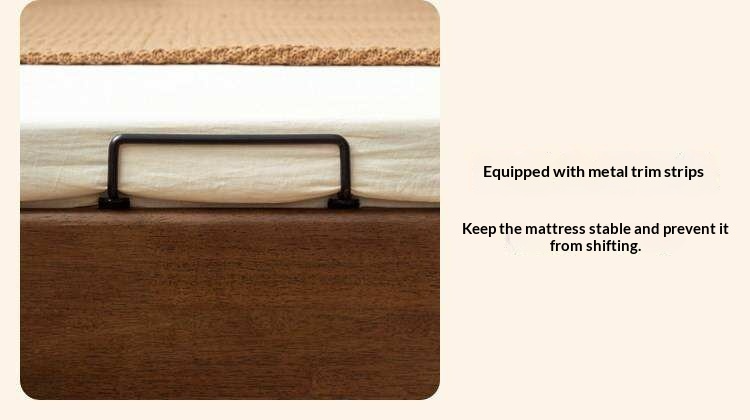 Rubberwood Solid Wood Storage Bed with No Headboard and Side-Opening Lid