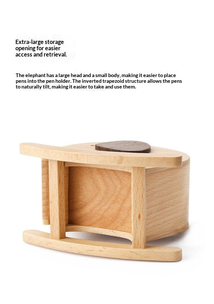 Beech, Black Walnut Solid Wood Elephant Pen Holder