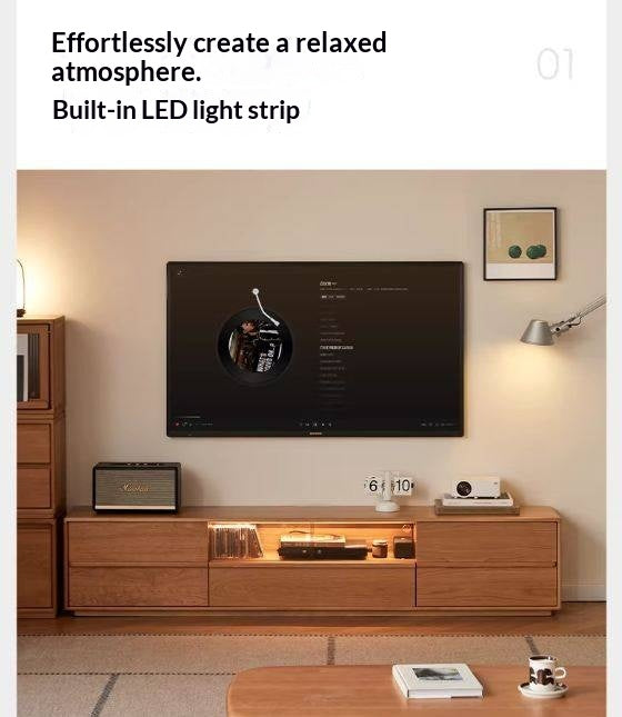 Cherry Solid Wood Modern Simple Floor TV Stand