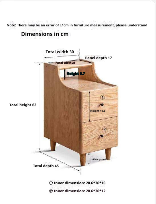 Oak, Ash Solid Wood, Solid Rubberwood Nightstand.