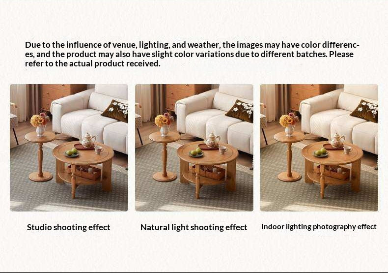 Cherry Solid Wood Coffee Table with French Retro Design