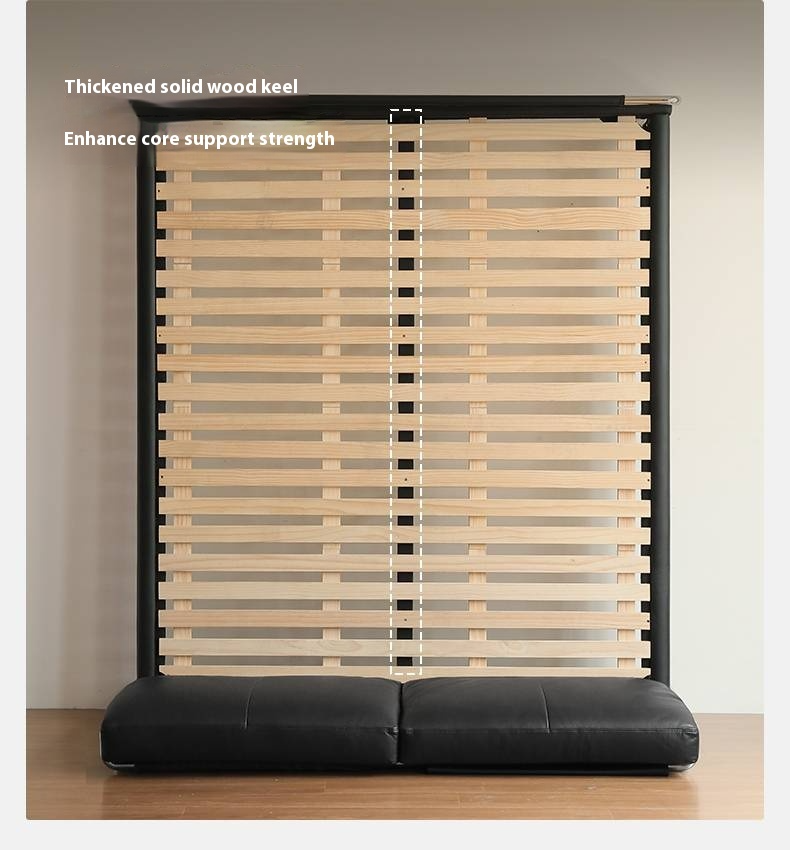 Genuine Leather Italian Style Light Luxury Black Bed