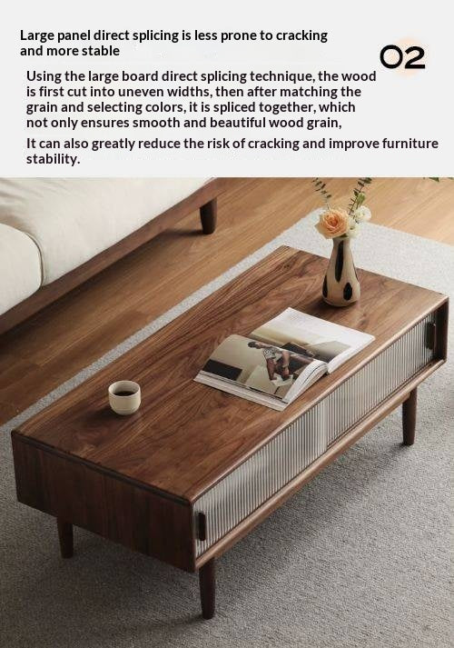 Black Walnut, Oak, Solid Rubberwood Solid Wood Modern Style Coffee Table