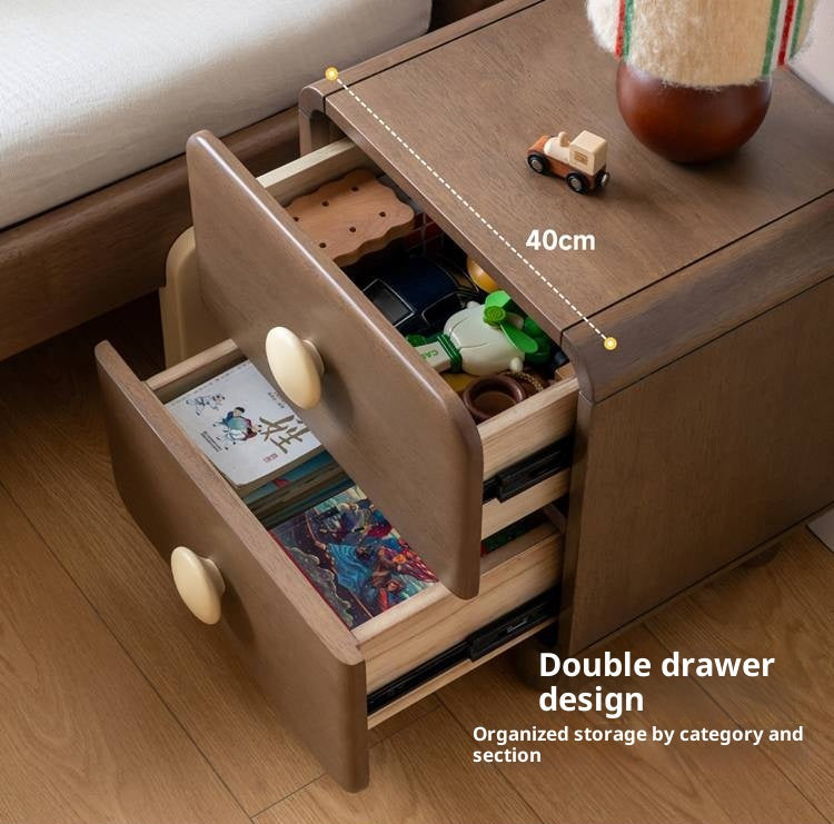 Solid Rubberwood Solid Wood Retro Style Children's Nightstand