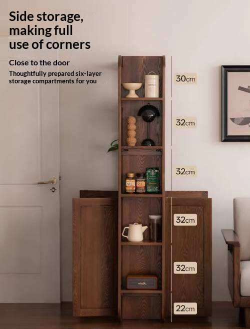 Ash Solid Wood Modern Divider Bookcase Cabinet with Storage